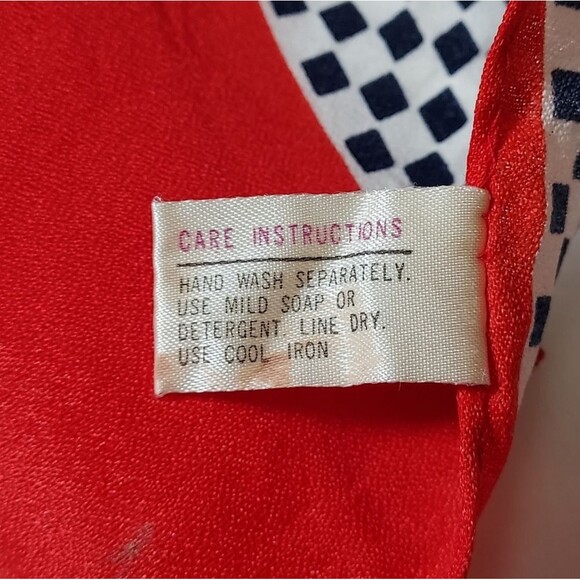 Vintage 60s Red White Blue Square Acetate Scarf Made in Japan - Picture 7 of 9